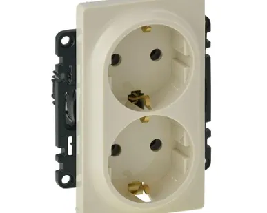 фото Розетка 2-м СП Valena Life 16А IP20 250В 2х2P+E безвинт. клеммы с лицев. панелью механизм сл. кость Leg 753227