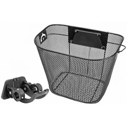 Фото №0 Велокорзина JL-285 передняя, с быстросъём. крепл. (31,8мм), с ручками, стальная, черная