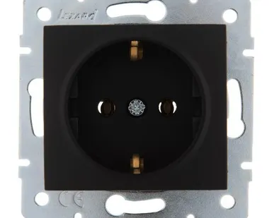 фото Механизм розетки 1-м СП KARINA термопласт с заземл. черн. бархат LEZARD 707-4288-122B