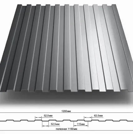 Фото №0 Профнастил С-8 оцинкованный 0,5 мм