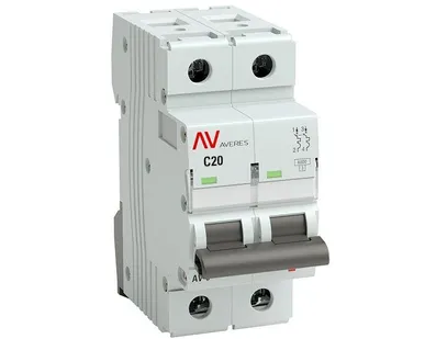 фото Выключатель автоматический модульный 2п C 20А 6кА AV-6 AVERES EKF mcb6-2-20C-av
