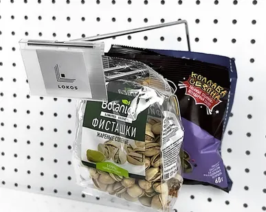 фото Крючок двойной с ценникодержателем L=400мм, d=4,8мм, шаг 50мм, хром