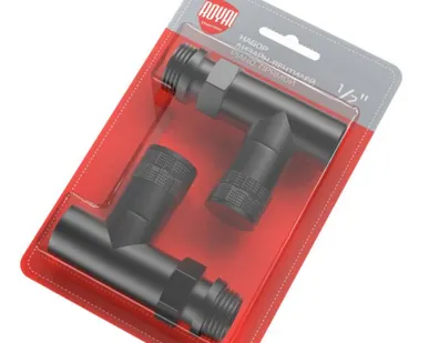 фото Набор дизайн-вентилей Royal Thermo PIANO, угловой (черный) 1/2"