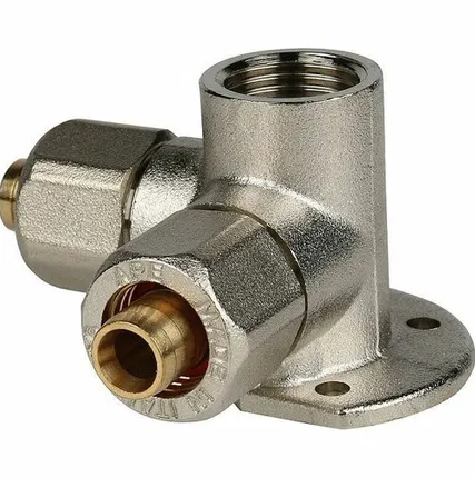 Фото №0 Тройник STOUT настенный с креплением для металлопластиковых труб винтовой