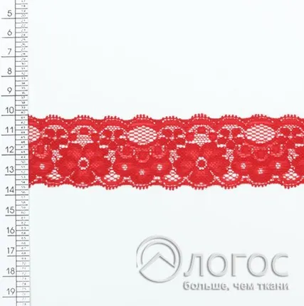 Фото №0 Кружево стрейч гипюр 1391 35 мм, красный