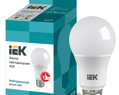 фото IEK Лампа светодиод. 13/4000/Е27/A60 шар IEK