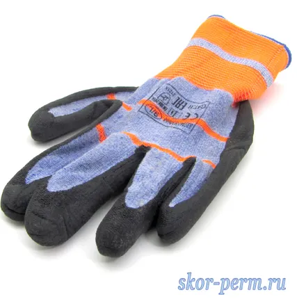 Фото №3 Перчатки акриловые с черным латексным покрытием