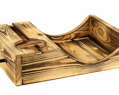 фото Поднос для вина под одну бутылку, ручки металлические, обоженный (1,5 кг)