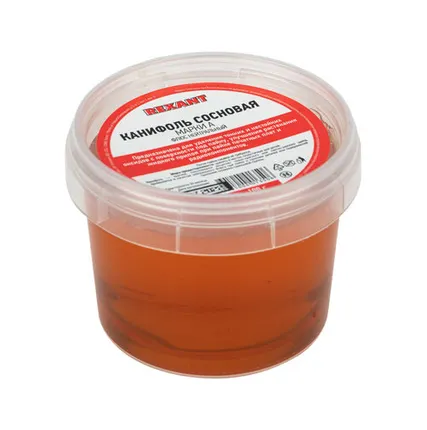 Фото №0 Канифоль сосновая, флюс НЕЙТРАЛЬНЫЙ, марка А, 100г, банка REXANT