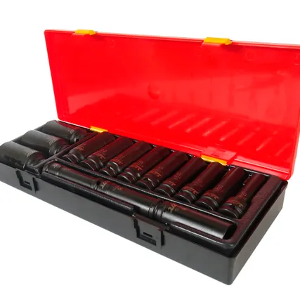 Фото №0 Набор головок торцевых 1/2&quot; 6-ти гранных 10-32мм ударных глубоких 15 предметов в кейсе JTC