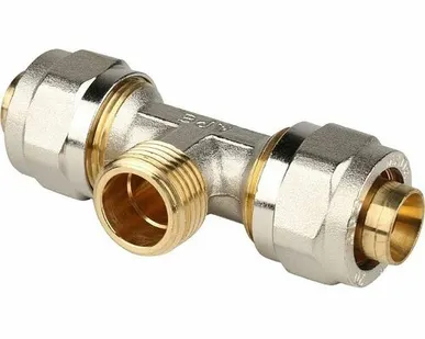 фото Тройник-переходник STOUT с наружной резьбой 1/2 х20 для металлопластиковых труб винтовой