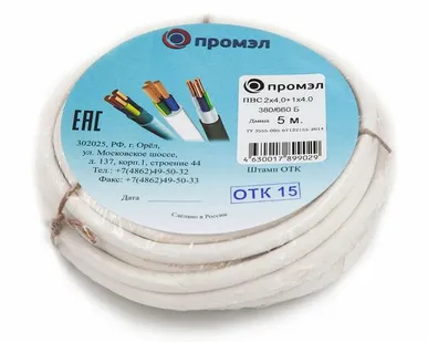 фото Провод ПВС 3х4 Б (бухта 5м) (шт) Промэл 13321680