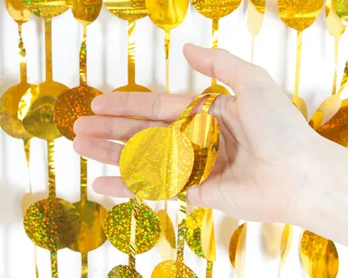 фото Занавес Круг, Лазерный, Золото, Голография, 100*200 см, 1 шт.