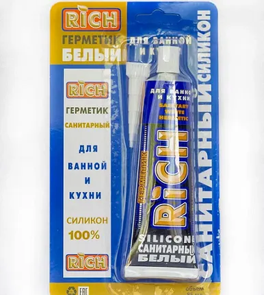 Фото №0 Герметик RICH силиконовый санитарный белый 85мл