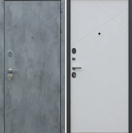 Фото №0 Входная дверь Дуэт Б Бетон темный-белый матовый АСД