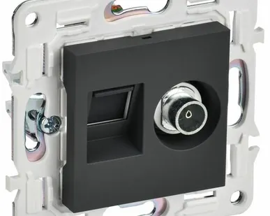 фото SKANDY Розетка двойная TV+RJ45 кат.5E SK-A14G графит IEK