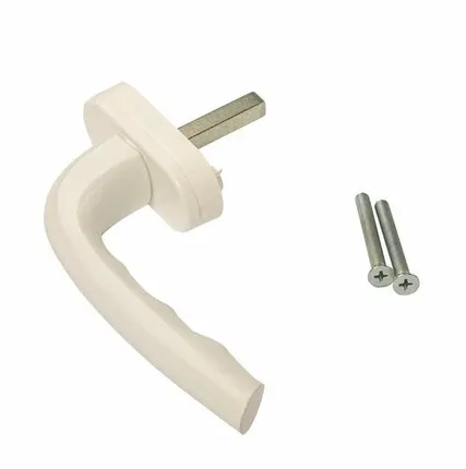 Фото №0 Ручка оконная Internika "Фантазия" алюминиевая 38 мм 45° + 2 винта 5х45 белый (9016)