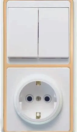 Фото №0 Блок БКВР-032 Бэлла (2-кл. выкл. + розетка с заземл.) зол. Кунцево 5832