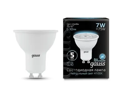 фото Светодиодная лампа Gauss Софит 7W 630Lm 4100K GU10 101506207