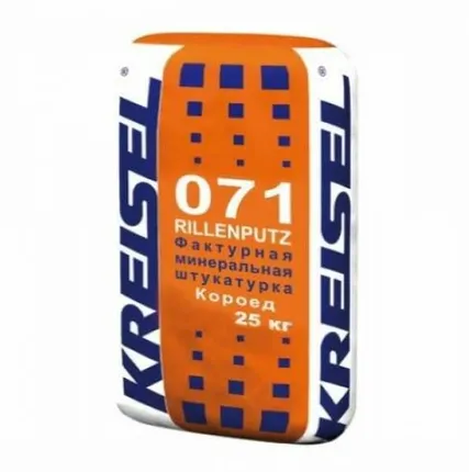Фото №0 Штукатурка декоративная RILLENPUTZ 071 DR 1.5-2.0мм (короед), 25кг КРАЙЗЕЛ (1п=42 шт)