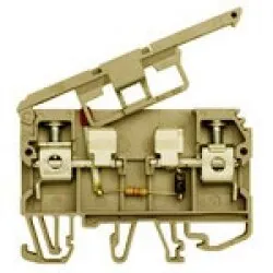 Фото №0 Klemsan Клеммник с держ. предохр. (5х20, 5х25) с индикацией 220VAC на DIN-рейку, 6 мм.кв. (бежевый); ASK 2LD (220 VAC)