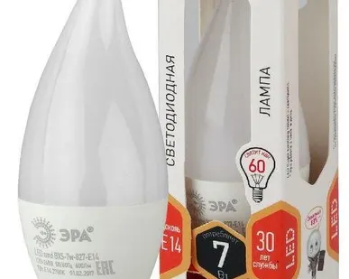 фото Лампа светодиодная BXS-7w-827-E14 свеча на ветру 560лм ЭРА Б0028482