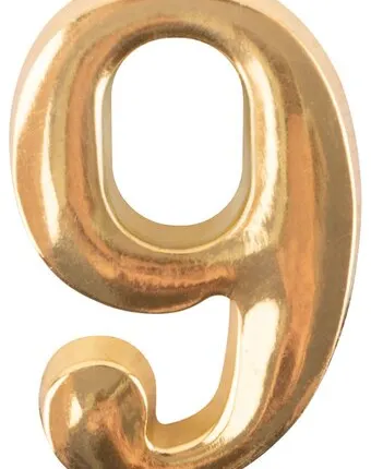 Фото №0 Цифра для обозначения номера квартиры, металлическая Золото "9" РОС 67299
