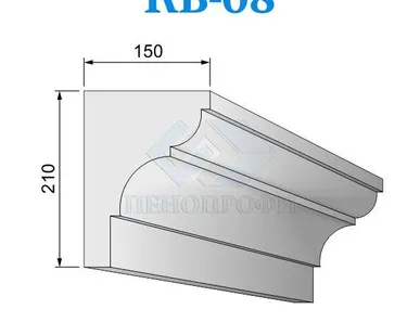 фото Фасадные венчающие карнизы из пенопласта (пенополистирола) КВ-08 ПСБ-С-25Ф