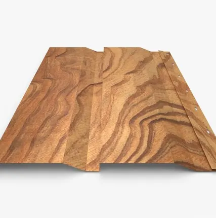 Фото №0 Сайдинг Металлический сайдинг «Корабельная доска» покрытие 3D золотой тик Россия, эконом, 0.4-0.45 мм