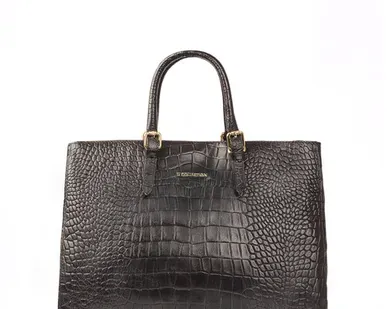 фото Сумка Сиена Макси из кожи под рептилию TJ COLLECTION YG 5450018 BLC