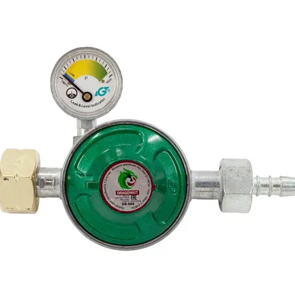 Фото №0 DRAGONKIT DK-004, Регулятор давления газа с предохранительным клапаном, кнопкой и манометром (00-00002765)