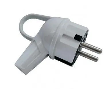 фото Вилка электрическая с заземл. 16А 220В бел. с кольцом Makel 10037