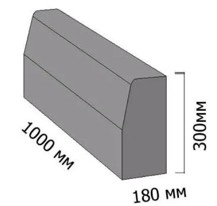 Фото №0 Бордюр 1000/300/180 мм/ 120кг красный