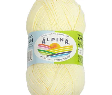 фото Пряжа ALPINA "BABY SUPER SOFT" 50% хлопок, 50% бамбук 50 г 150 м №02 бл.желтый