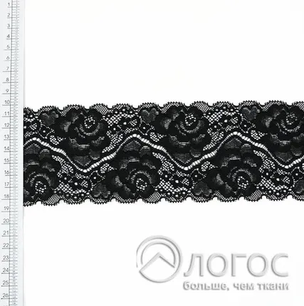 Фото №0 Кружево стрейч гипюр 1135 50 мм, черный