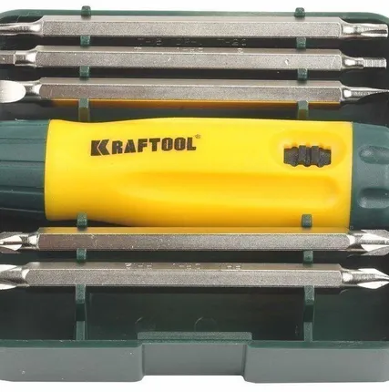 Фото №0 Набор KRAFTOOL Отвертка реверс. с 2-стор. удлин. битами, Cr-V 6пред