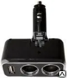 фото Разветвитель прикуривателя 2 гнезда + USB, 12В ZEUS ZA500