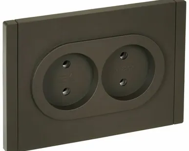 фото FORTE&PIANO Розетка 2-местная без заземления без защитных шторок безвинтовое крепление 10А FP326 серый IEK