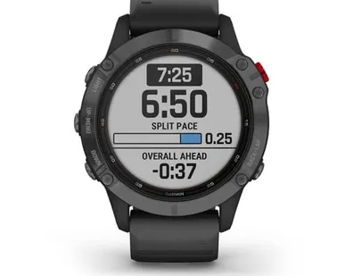 фото Часы Garmin Fenix 6 Pro Solar серые с черным ремешком