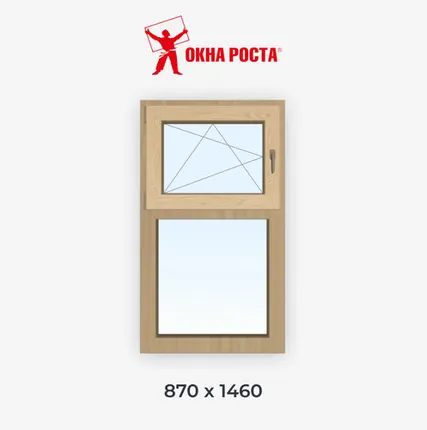 Фото №0 Одностворчатое деревянное окно из сосны, 1460х870 мм, глухое c форточкой