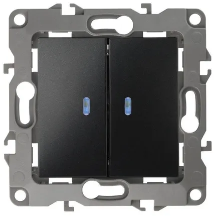 Фото №0 Механизм выключателя 2-кл. СП Эра12 10А IP20 12-1105-05 250В 10AX с подсветкой антрацит Эра Б0014661