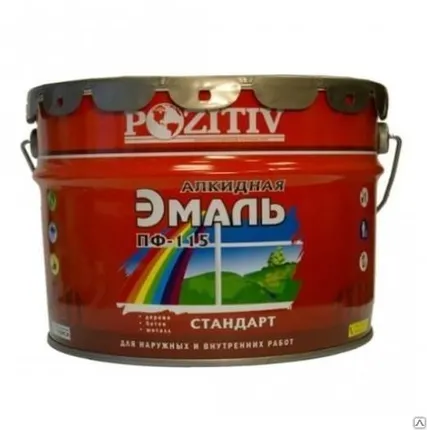 Фото №0 Эмаль ПФ-115 POZITIV СТАНДАРТ черная 10кг Россия