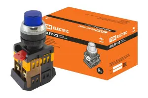 Фото №0 Кнопка ABLFP-22 синий d22мм неон/230В 1з+1р TDM