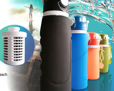 фото 750ml Personal Foldable Silicone Sport outdoor water filter Bottle BPA Free