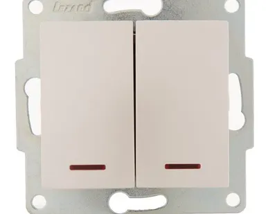 фото Механизм выключателя 2-кл. 1п СП Karina 10А IP20 с подсветкой жемчуж./бел. перламутр LEZARD 707-3088-112
