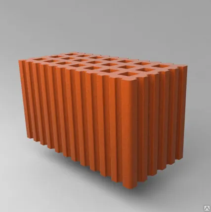 Фото №0 Кирпич керамический рядовой̆ 2,1 НФ М-175 пустотелый, рифленый 250Х120Х140