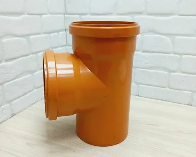 фото Тройник 160 канализационный наружный, 160мм х160мм х 90 градусов, рыжий, полипропилен