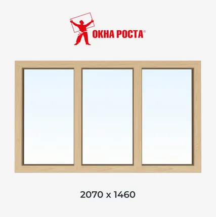 Фото №0 Деревянное окно лиственница сращенная 3-створчатое глухое 1460х2070мм