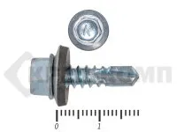 Фото №0 Саморез кровельный цинк, с шайбой EPDM, 5,5х 19 К КРЕП-КОМП (4000шт)