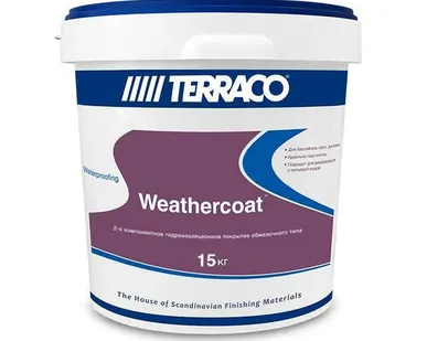 фото Двухкомпонентная гидроизоляция Террако Weathercoat Грей, 15 кг